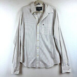 Abercrombie & Fitch Striped Button Up Shirt Mens Size XXL Beachy Coastal Preppy